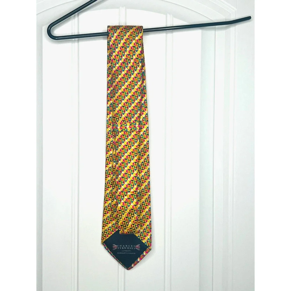 Charles Tyrwhitt Multicolor Triangle Pattern Designer Silk Tie - Picture 2 of 2